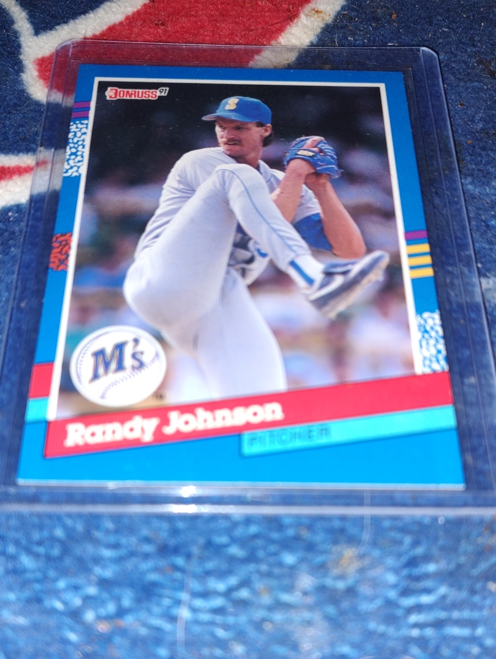 Russ Randy Johnson Baseball Card with Bright Blue Border